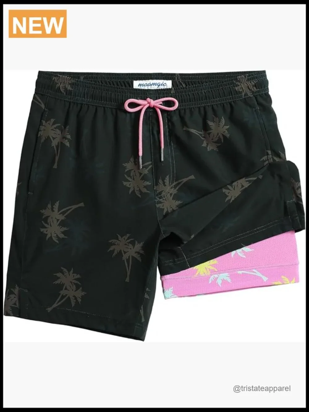 Mens Swim Trunks with Compression Liner 7 Inseam Quick Dry Board Shorts